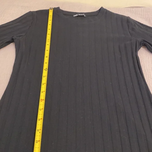Zara Black Ribbed Midi Dress. Size M . Style 4174/653/800 - Picture 5 of 8